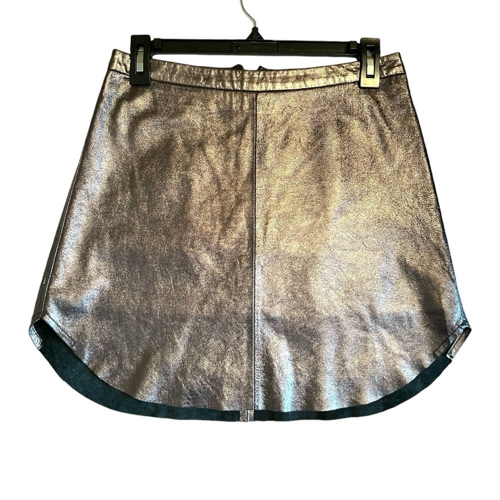 Walter Baker Metallic Lambskin Leather Mini Skirt Size 0